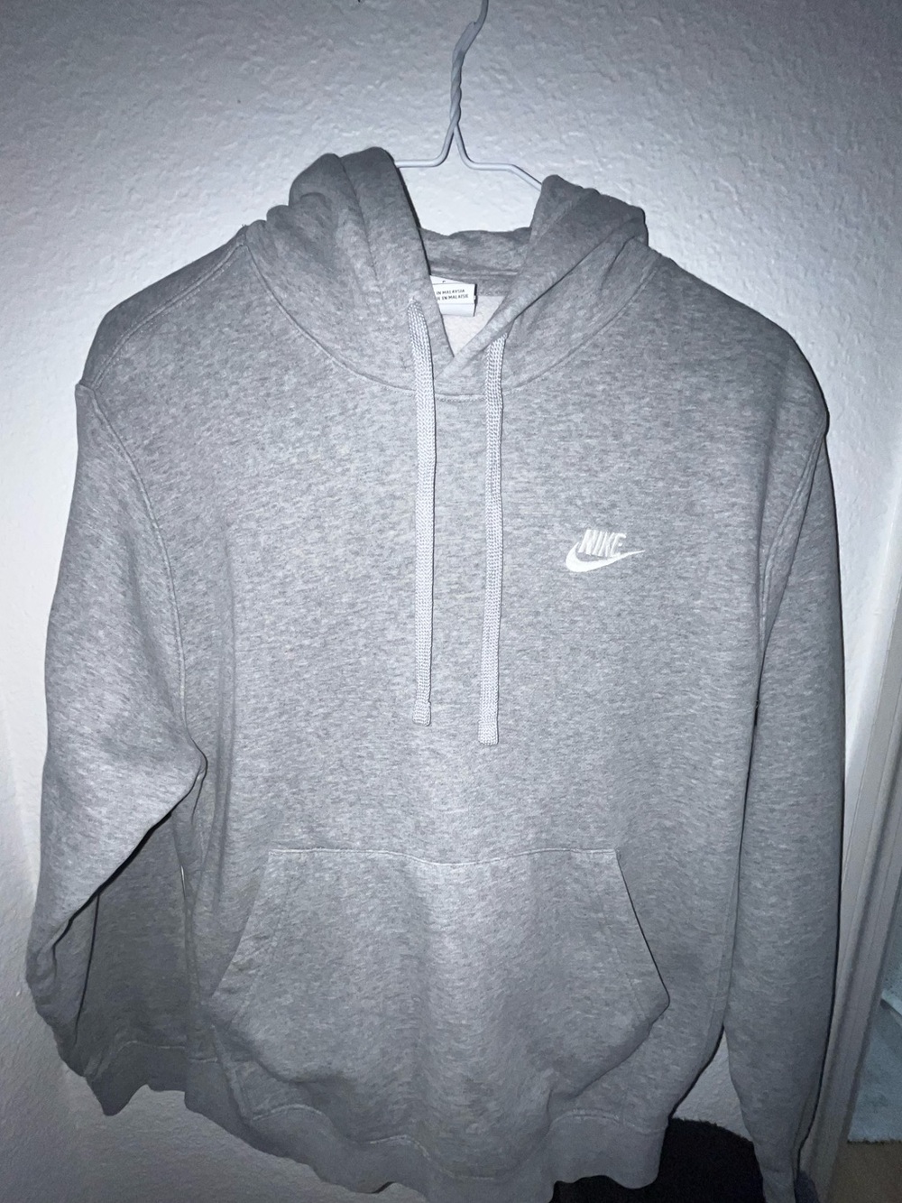Nike Light Gray Pullover Hoodie with Small White Logo